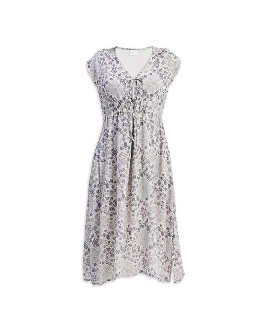 REISTOR Gray Deep V-Neck Gathered Dress