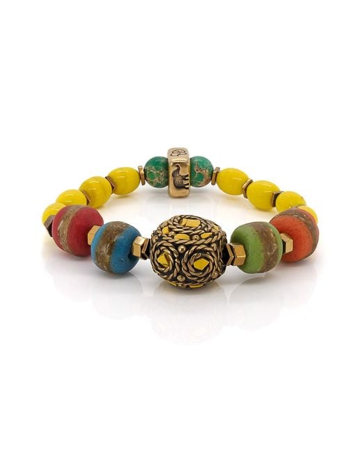 Ebru Jewelry Metallic African & Nepal Beaded Chunky Bracelet