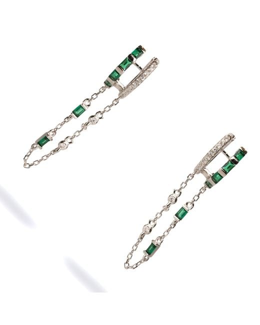 Ebru Jewelry White Sterling & Emerald Fashion Style Earrings