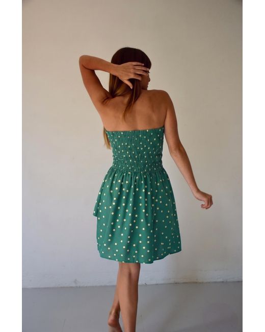 Mind Traveler Green Emily Polka Dot Short Dress
