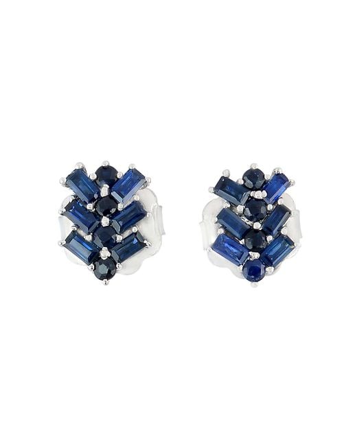 Artisan Blue Sapphire Stud Earrings