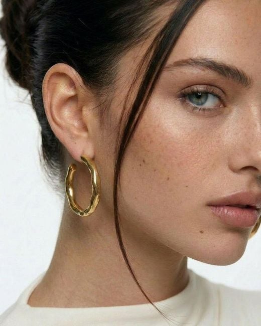 Elk & Bloom Metallic Chunky 14K Hammered Hoops