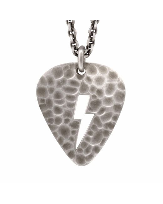 Snake Bones Metallic Lightning Bolt Plectrum Guitar Pick Pendant With Hammered Finish for men