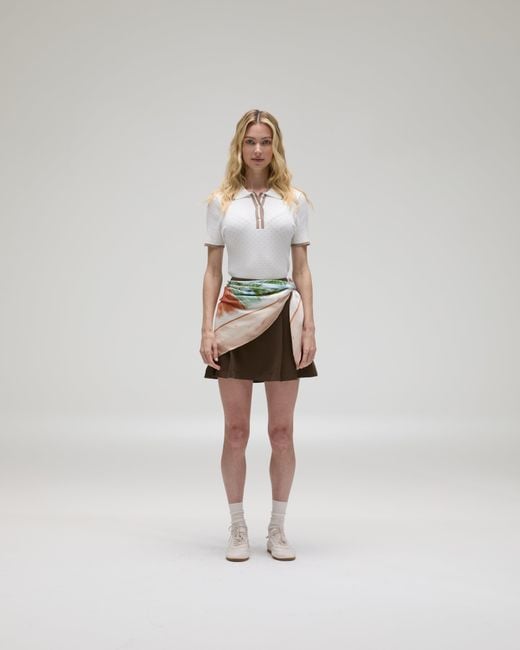 Victoria Paulsen White Jamie Pointelle Knit Short Sleeve Polo