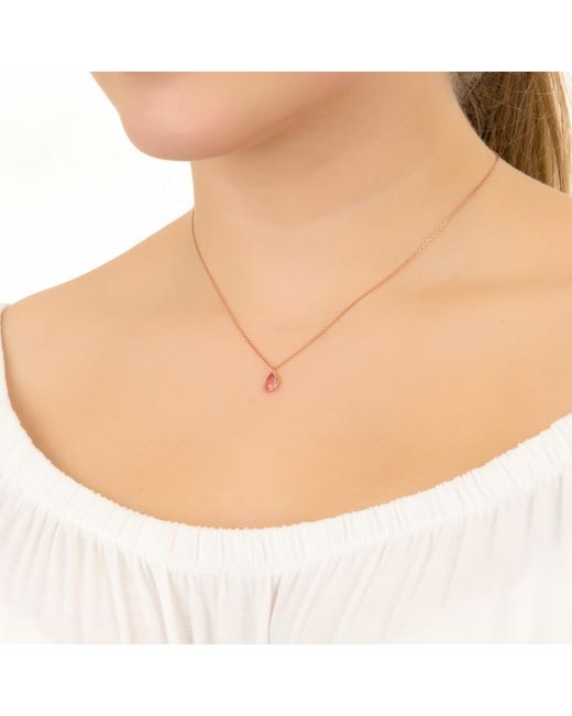 Latelita London Multicolor Pisa Mini Teardrop Necklace Rosegold Pink Tourmaline