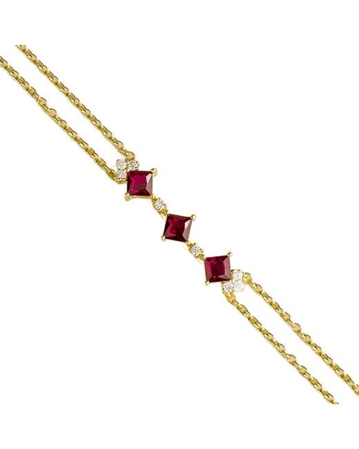 Juvetti Metallic Forma Bracelet Set With Ruby & Diamond