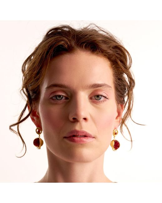 Kybele Studio Metallic Pomegranate Earrings With Jade Accents