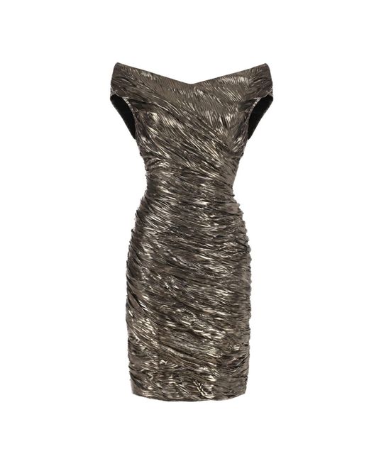 Luna Fashion House Gray Short Metallic Dress, Laura