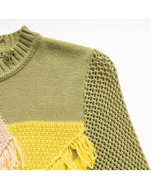 Fully Fashioning Yellow Hope Colour Block Knit Top