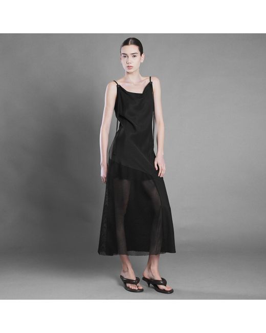 Silvia Serban Black Tencel Dress With Mesh Insert