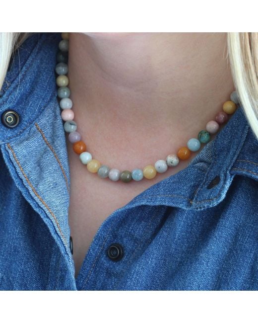 Kris Nations Metallic Mixed Gemstone Baller Beaded Necklace