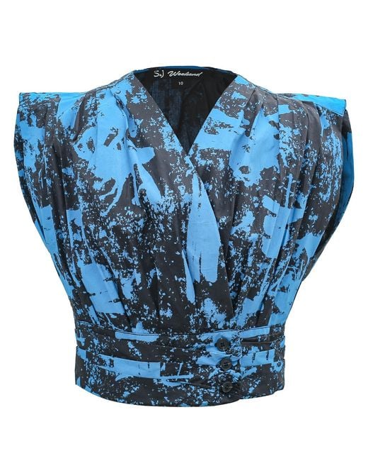 Smart and Joy Blue Cross-Heart Crop Top