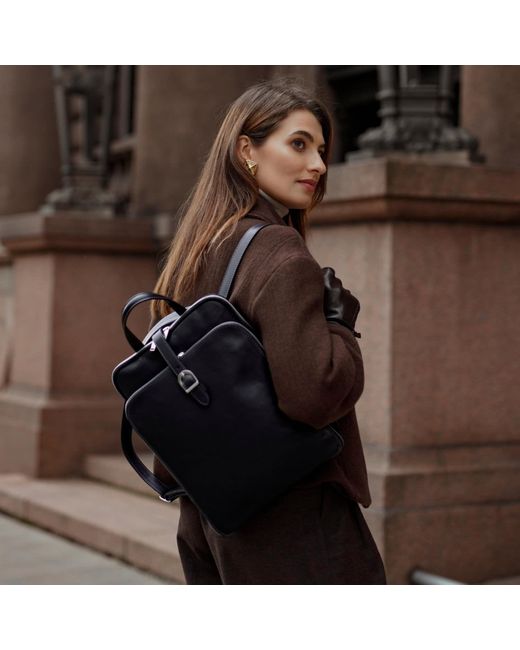 Time Resistance Black Convertible Leather Backpack Shoulder Bag