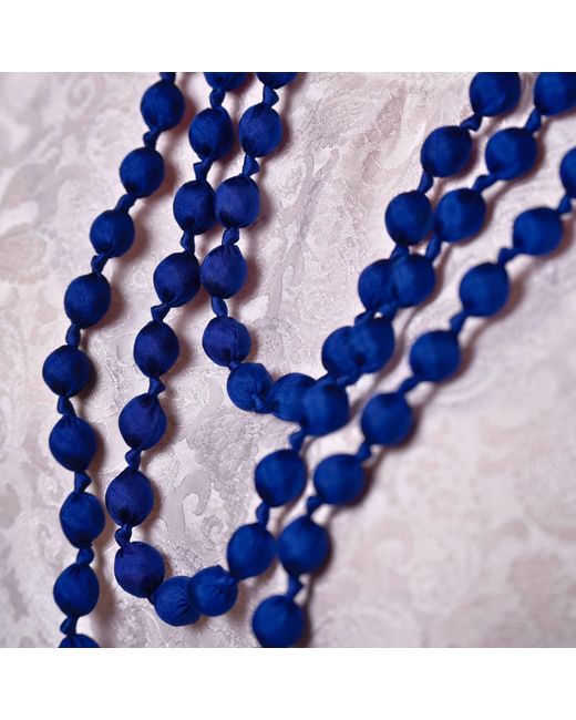 Silk and Bears Blue Cobalt Hand-Knotted Silk Bead Necklace – Triple Strand