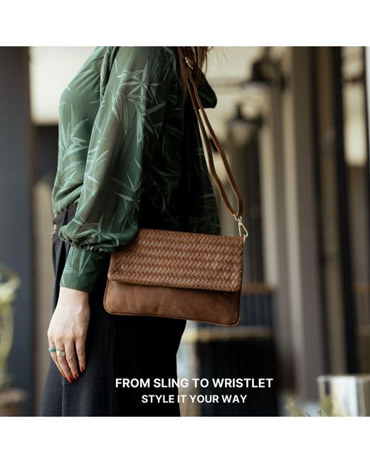 Hides Leather Co. Brown Luxury Leather Organizer – Clutch & Crossbody Tech Wallet