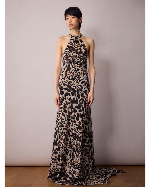 Amanda Thompson Couture Brown Marianne Bias Cut Dress Animal