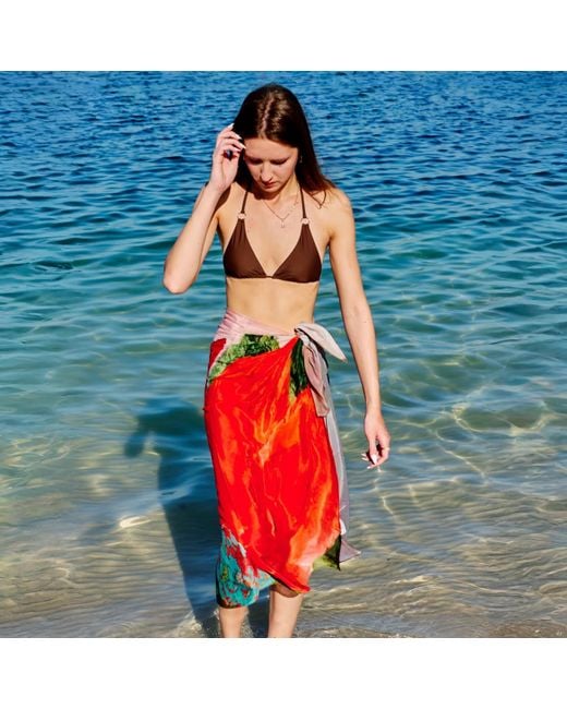 DHARA SHETH DUBAI Red Coral Mirage Tube-Style Sarong