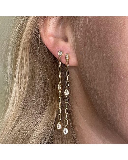 Clemence Wren White Asymmetric Gemstone Drop Earrings