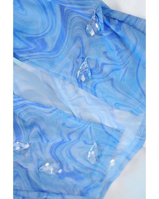 Empress Mimi Blue Siren Song Ruched Skirt With Wave Print