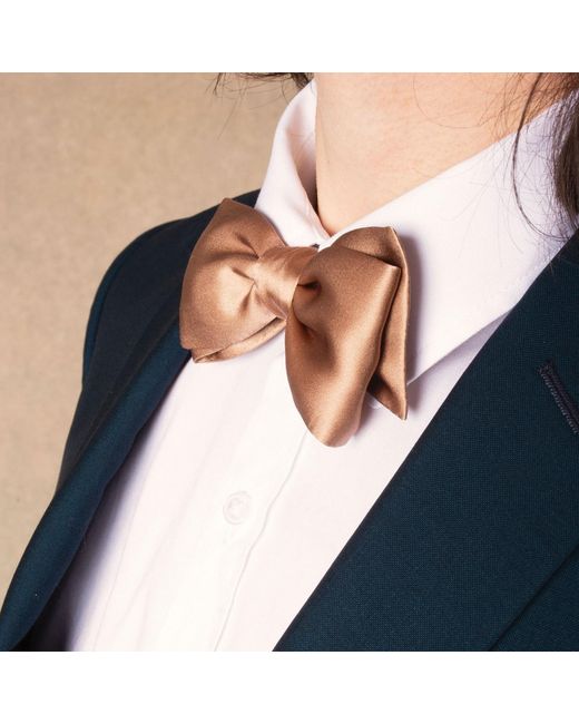 LE COLONEL Brown Milk Coffee Silk Bow Tie for men