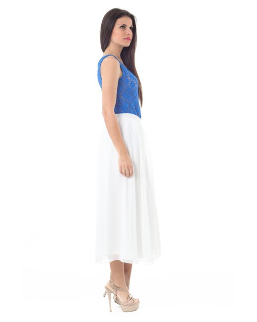 Conquista Blue Sleeveless Stretch Lace Top