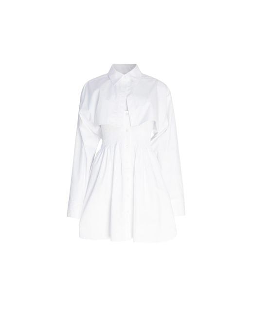 Circular Path White Mini Dress & Jacket Set