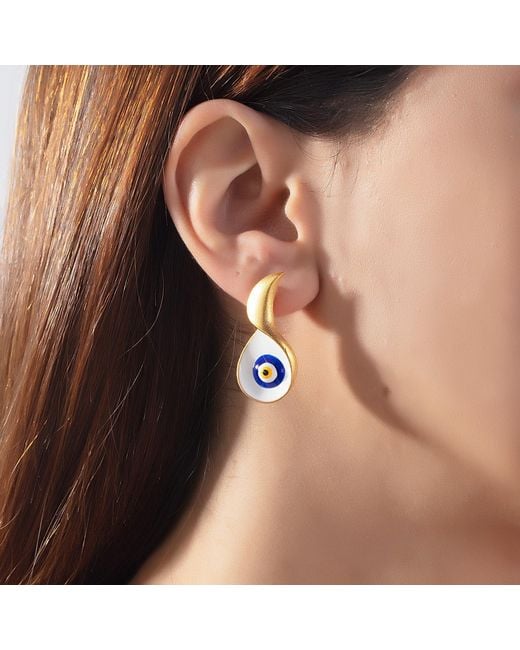Milou Jewelry White Evil Eye Earrings