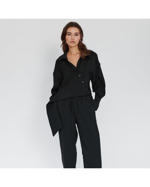 Mirimalist Black Flow Cupro Shirt