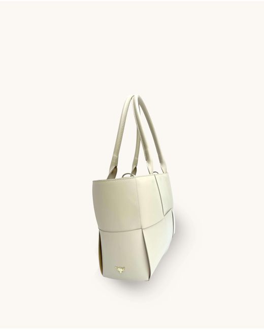 Apatchy London Metallic Neutrals The Tori Stone Leather Tote