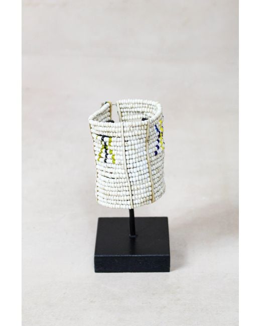 Botanical Boys White Beaded Maasai Cuff Bracelet