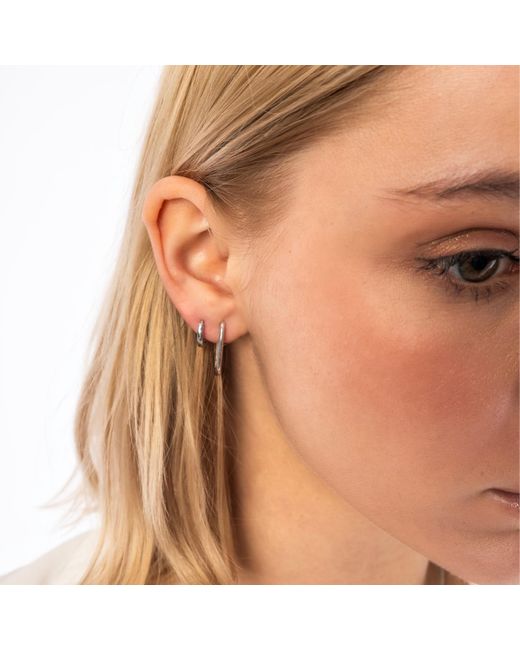 Spero London Metallic Oval Rectangular Sterling Hoop Earring