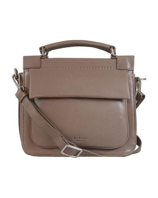 BELYSA Brown Kathleen Taupe Leather Crossbody/Handbag