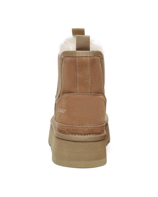 EverAu Australia Brown Shoveler Leather Platform Short Chelsea Boots