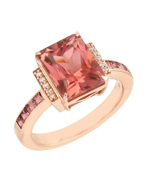 Artisan Pink Rose Tourmaline & Diamond Ring