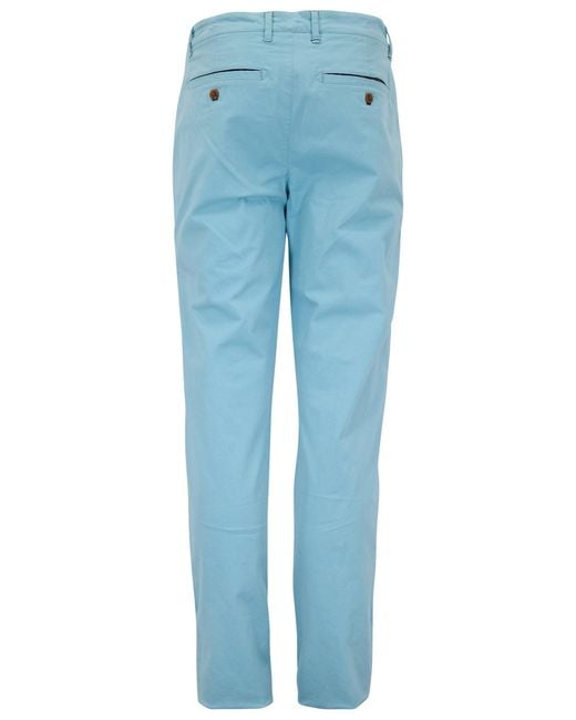 Lords of Harlech Blue Jack Flat Front Pant for men