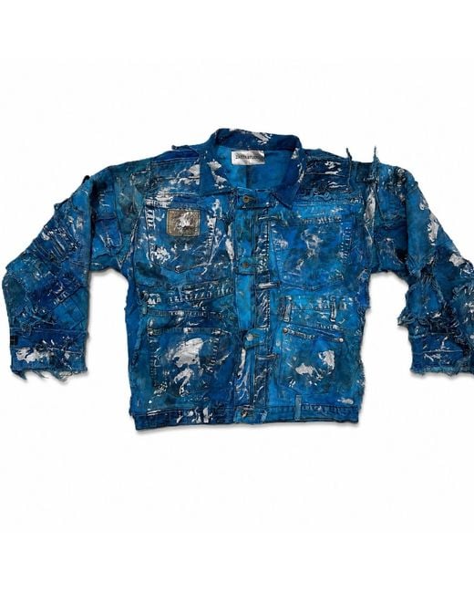 Zasta Studio Blue Wearable Ruins Shredded Denim Colored Shirt E