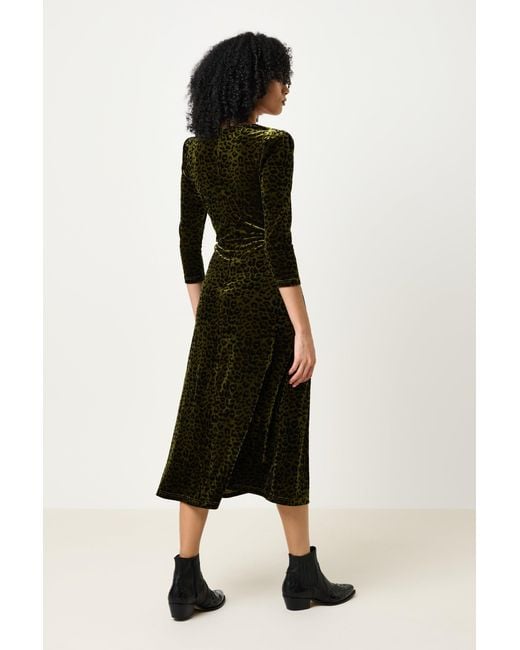Louche Green Ambrose Velvet Roar Midi Dress