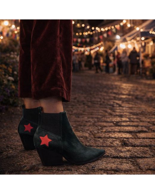 Rosamund Muir London Green Felixa Dark Calf Hair With Star Ankle Boots