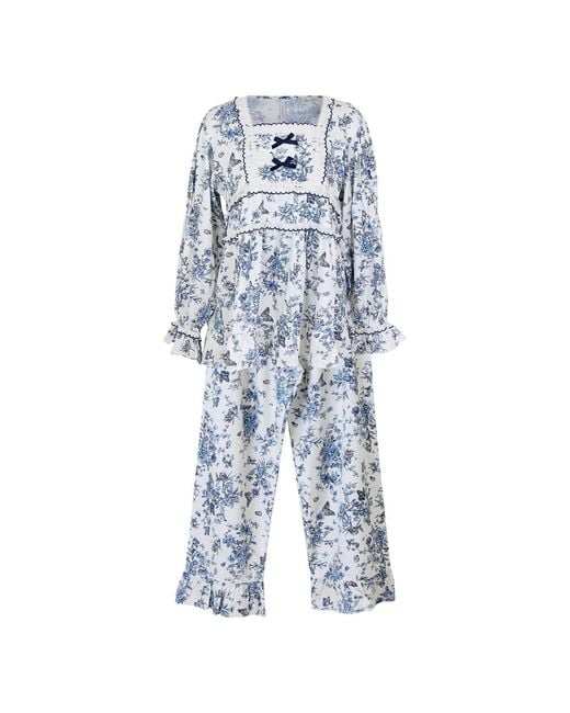 Luna Luz Blue Jardin Modal-Cotton Square-Neck Pajama Set