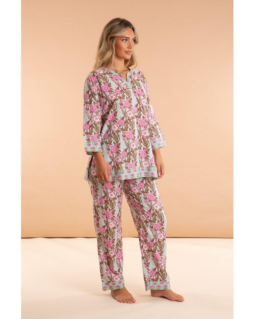 Inara White Wild Rose Cotton Pyjamas