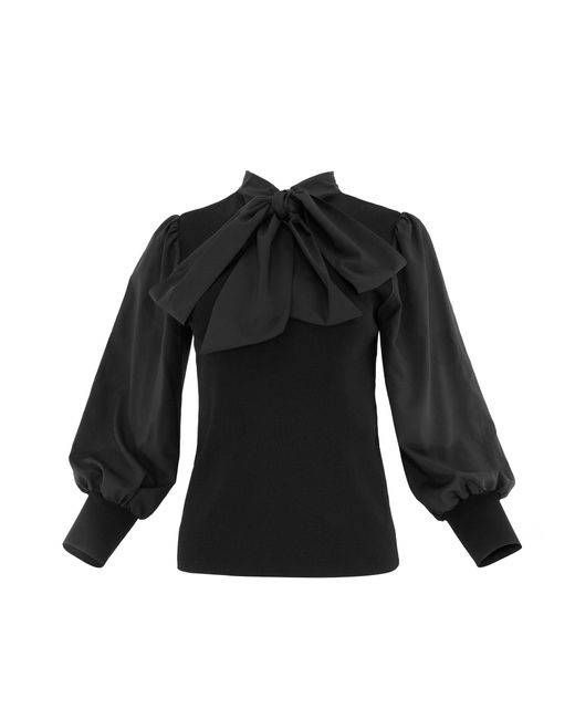 Profile Nyc Black Blouse With Bow Detailing