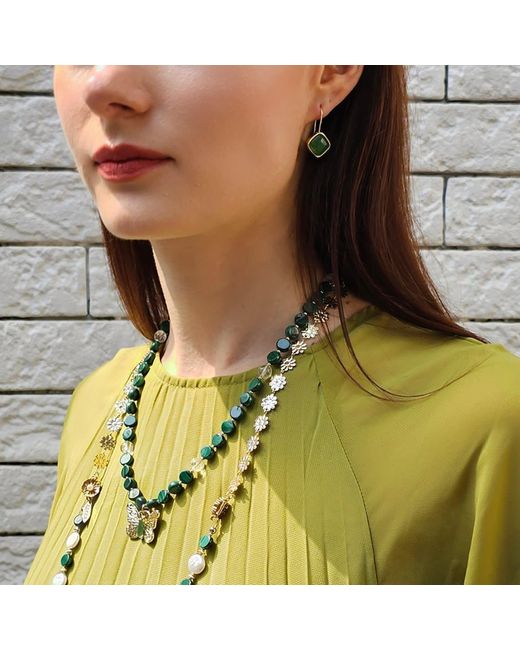 Farra Green Square Shaped Aventurine Earrings