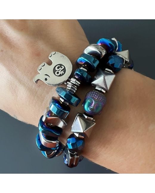 Ebru Jewelry Blue Energy Of Buddha Hematite Stone Beaded Bracelet