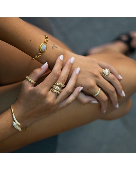 Ebru Jewelry Metallic Eternal Diamond Adjustable Plated Stackable Ring