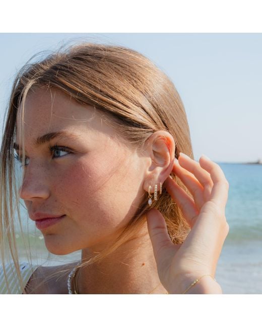 Nazzar Metallic Beaded Huggie Hoop Earrings