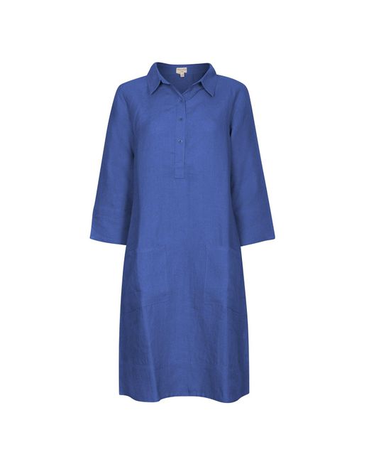 NoLoGo-chic Green Up Town Linen Shirt Dress