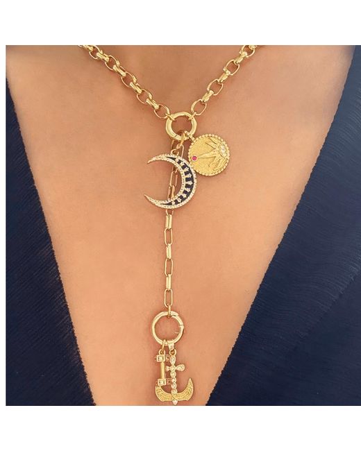 Alexie of Athens Metallic Gaia Drop Duo Charm Chain Necklace
