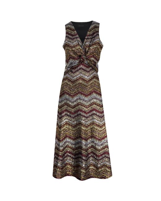 Me & Thee Brown Near Or Far Metallic Stripe Dress