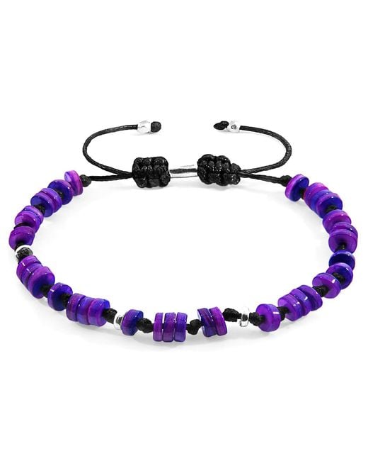 Anchor and Crew Blue Hailey & Freshwater Shell Skinny Macrame Bracelet