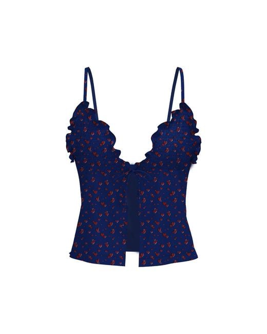 Blackbough Swim Blue Louise Dainty Tankini Top Heartache Pointelle